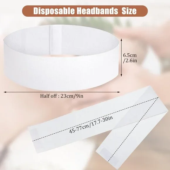 150 Pieces Disposable Hairband for Women, Non-woven Fabric Spa Headband for Secu